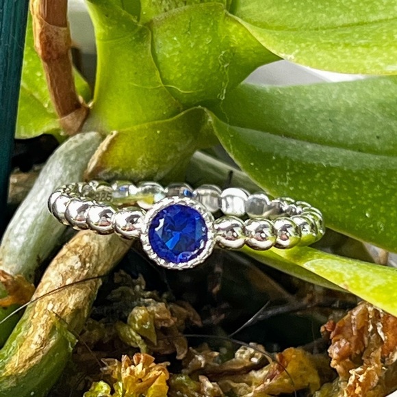 NWOT Sterling Silver Round Cut Beaded Blue Spinel CZ - Picture 5 of 7